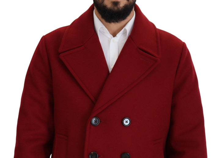 Men’s Dolce &amp; Gabbana Red Wool Double Breasted Coat Jacket
