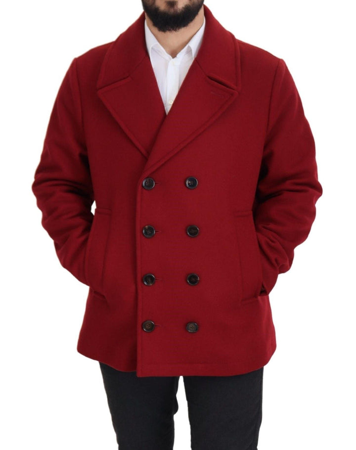 Men’s Dolce &amp; Gabbana Red Wool Double Breasted Coat Jacket