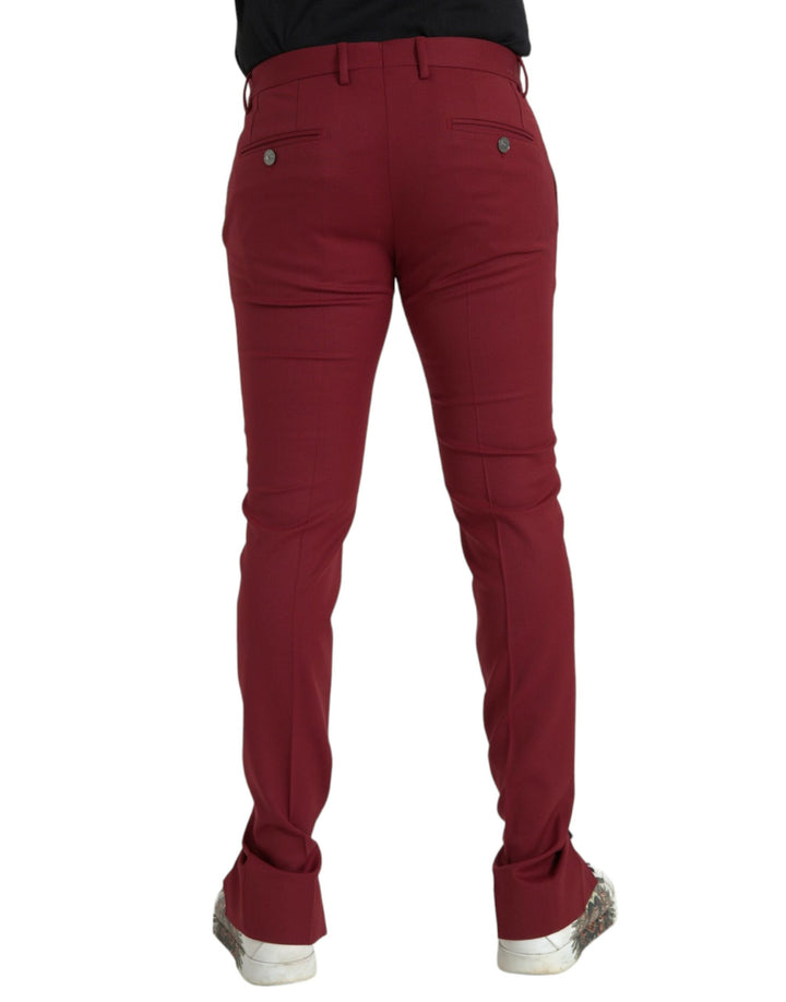 Men’s Dolce &amp; Gabbana Red Wool Men Slim Fit Dress Pants
