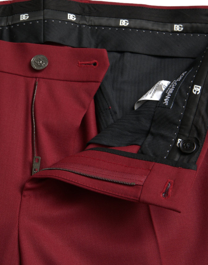 Men’s Dolce &amp; Gabbana Red Wool Men Slim Fit Dress Pants