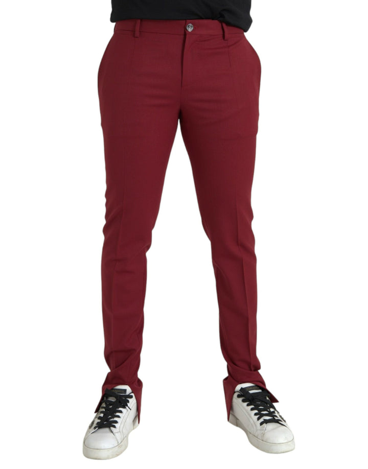 Men’s Dolce &amp; Gabbana Red Wool Men Slim Fit Dress Pants