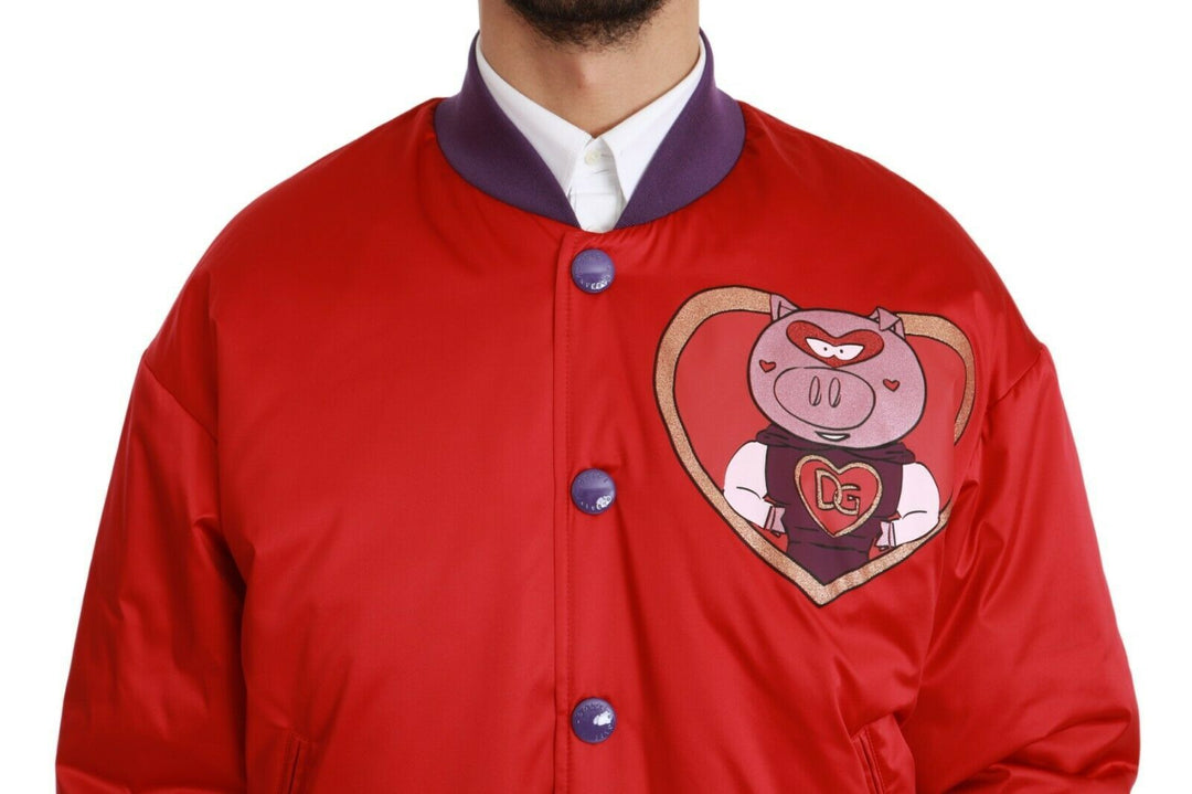 Men’s Dolce &amp; Gabbana Red Year of the Pig Bomber Jacket