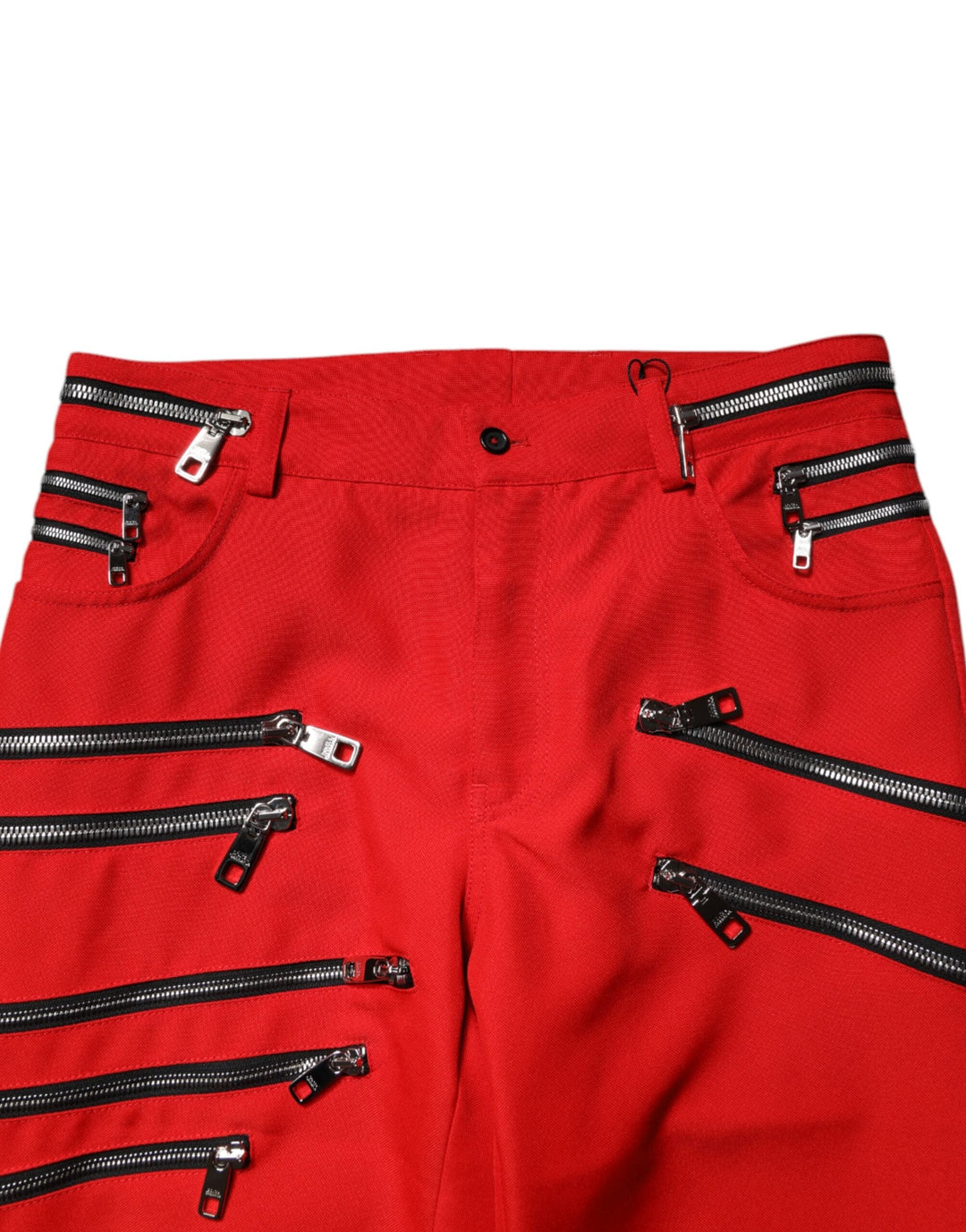 Men’s Dolce &amp; Gabbana Red Zipper Embellished Straight Pants