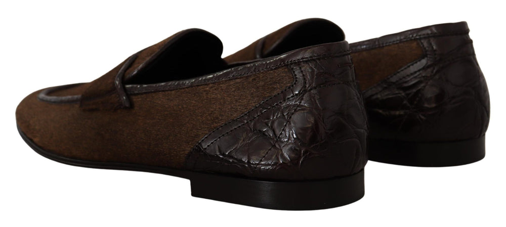 Men’s Dolce & Gabbana Shoes Dress Loafers Brown Leather Slip