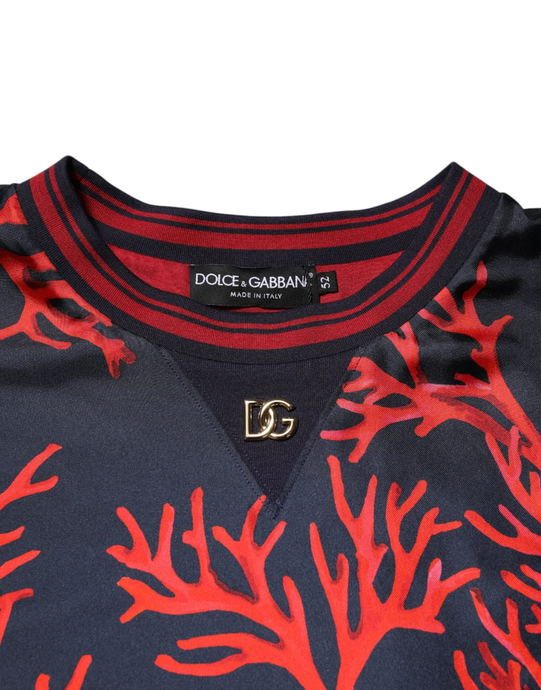 Men’s Dolce &amp; Gabbana Silk Navy Red Coral Print Pullover Sweater