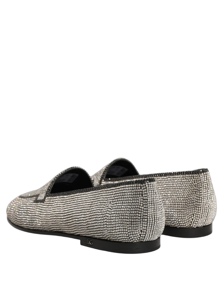 Men’s Dolce &amp; Gabbana Silver Crystal Embellished Men Loafers Shoes