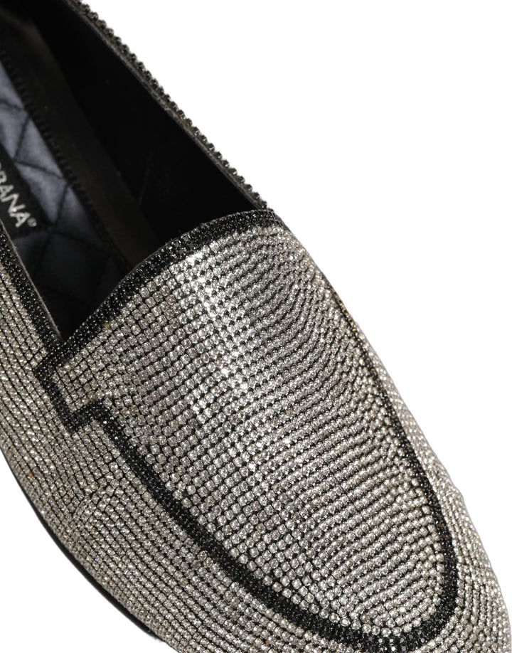 Men’s Dolce &amp; Gabbana Silver Crystal Embellished Men Loafers Shoes