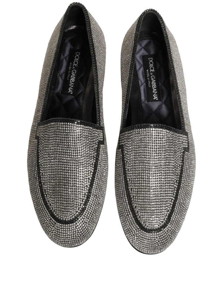 Men’s Dolce &amp; Gabbana Silver Crystal Embellished Men Loafers Shoes