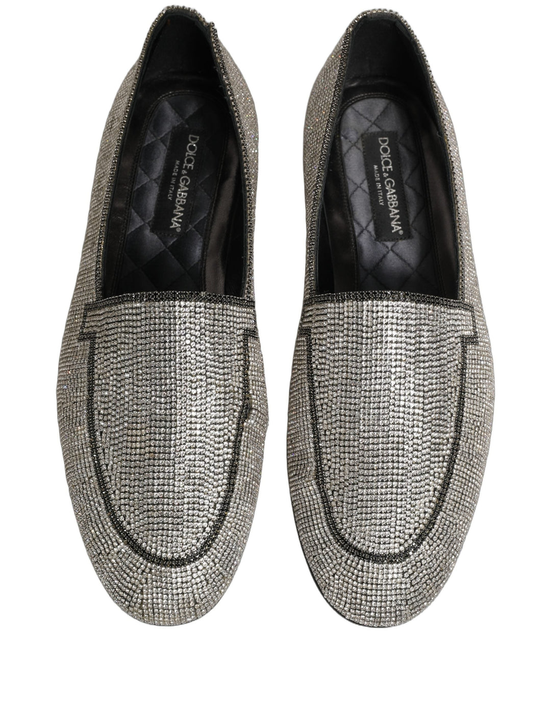 Men’s Dolce &amp; Gabbana Silver Crystal Embellished Men Loafers Shoes