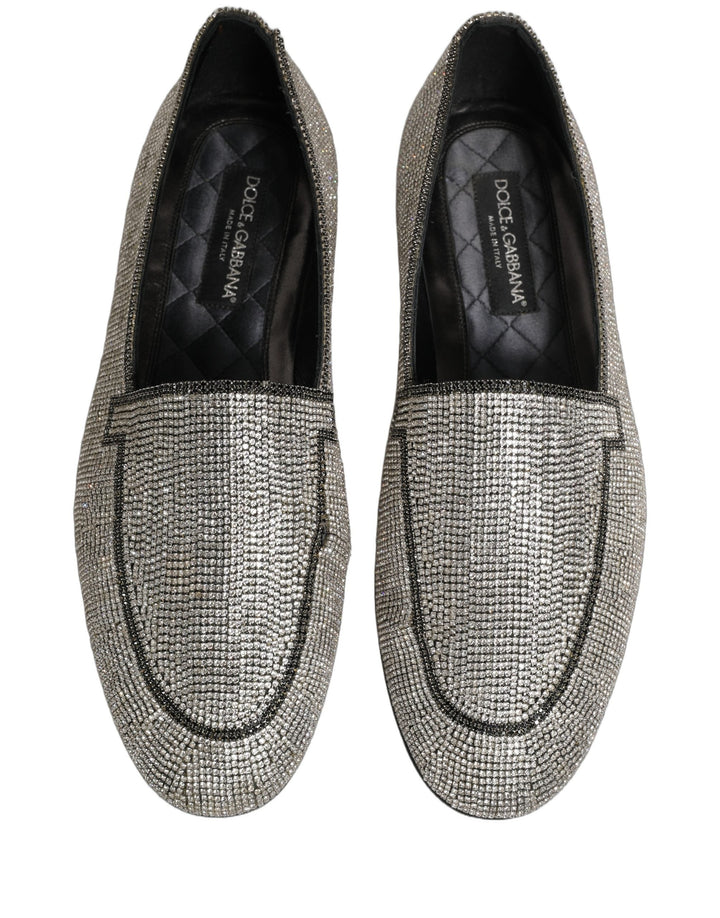 Men’s Dolce &amp; Gabbana Silver Crystal Embellished Men Loafers Shoes