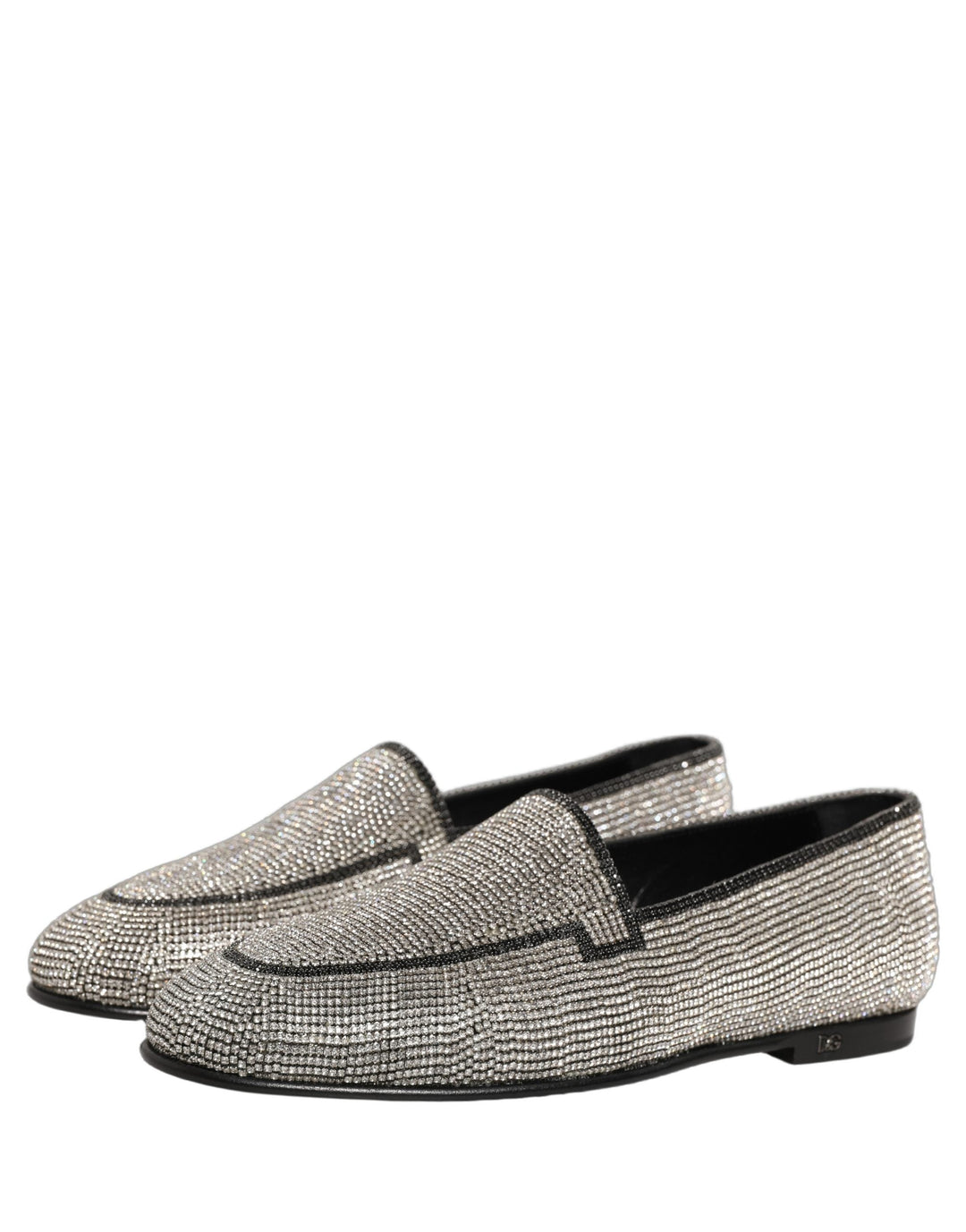Men’s Dolce &amp; Gabbana Silver Crystal Embellished Men Loafers Shoes