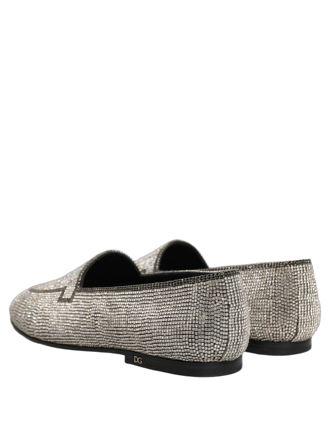 Men’s Dolce &amp; Gabbana Silver Crystal Embellished Men Loafers Shoes