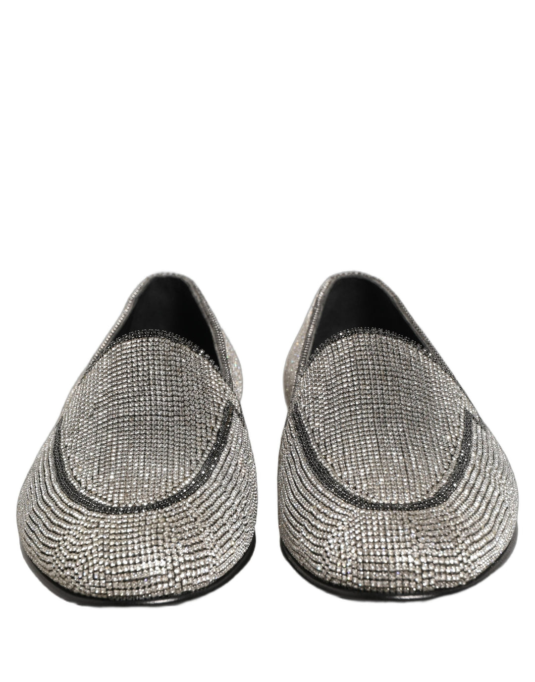 Men’s Dolce &amp; Gabbana Silver Crystal Embellished Men Loafers Shoes