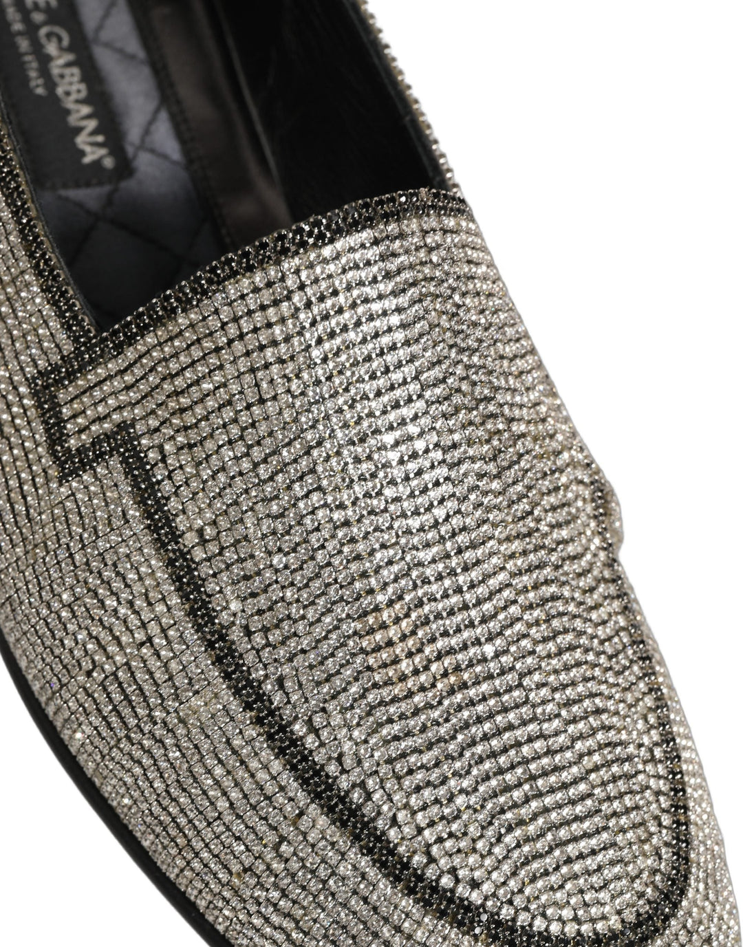 Men’s Dolce &amp; Gabbana Silver Crystal Embellished Men Loafers Shoes
