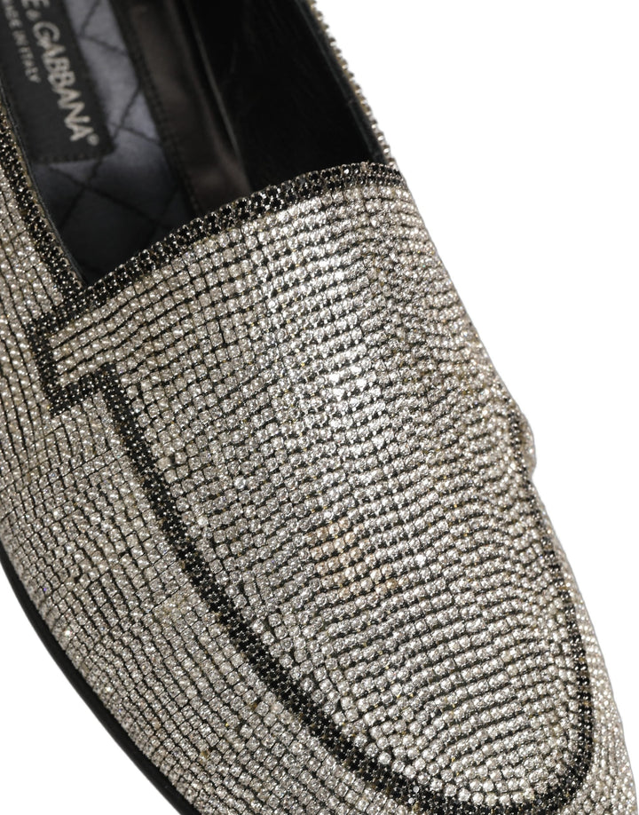 Men’s Dolce &amp; Gabbana Silver Crystal Embellished Men Loafers Shoes