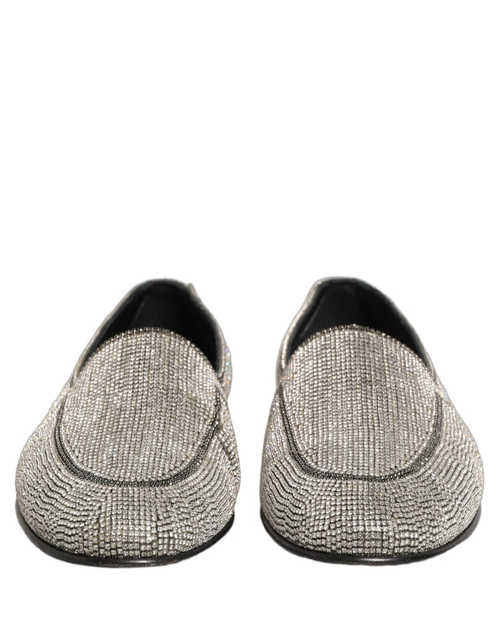 Men’s Dolce &amp; Gabbana Silver Crystal Embellished Men Loafers Shoes