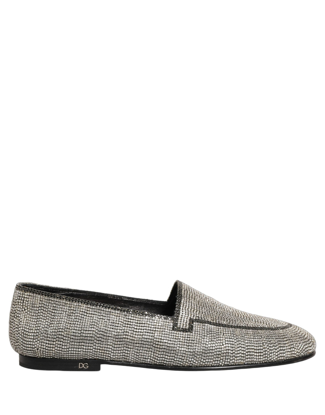 Men’s Dolce &amp; Gabbana Silver Crystal Embellished Men Loafers Shoes