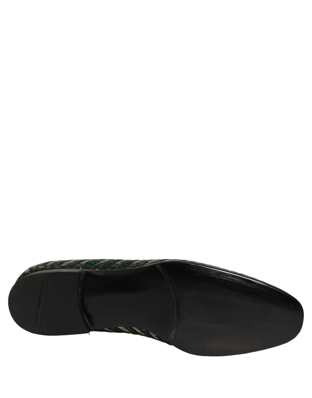 Men’s Dolce &amp; Gabbana Silver Green Embellished Dress Loafers Shoes