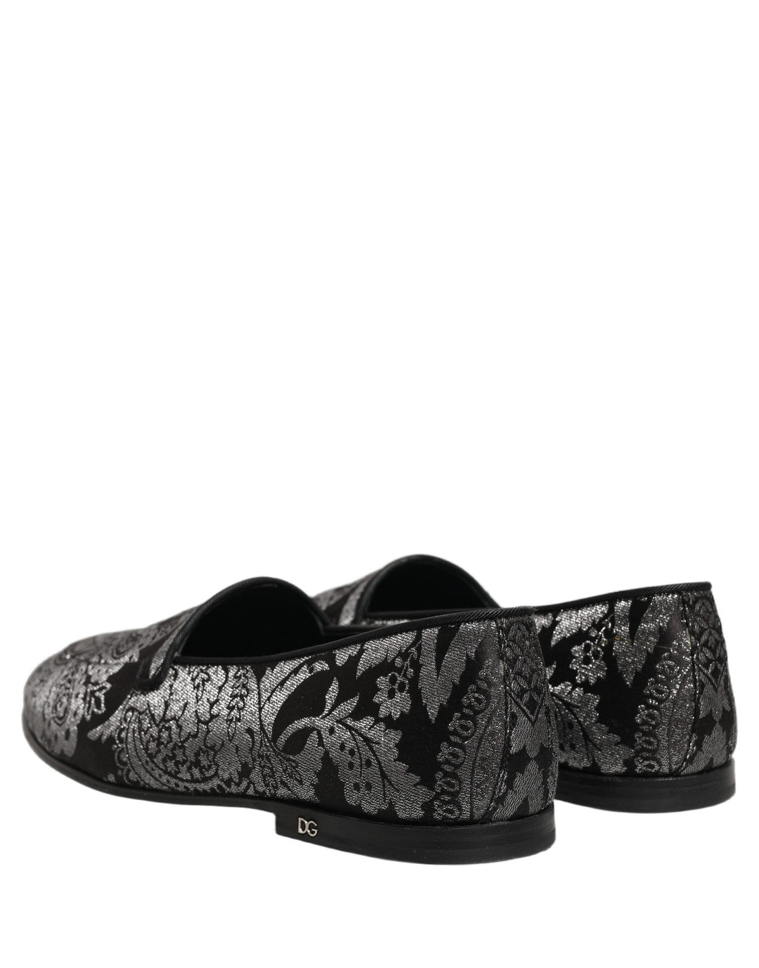 Men’s Dolce &amp; Gabbana Silver Jacquard Leather Slip on Loafers Shoes