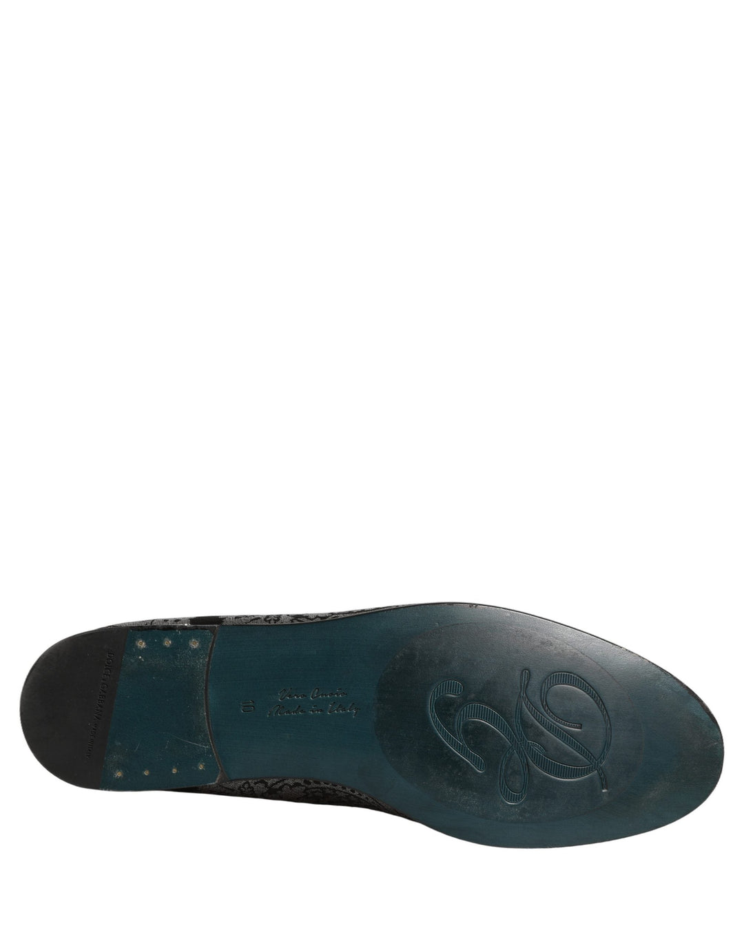 Men’s Dolce & Gabbana Silver Jacquard Leather Slip on Loafers Shoes