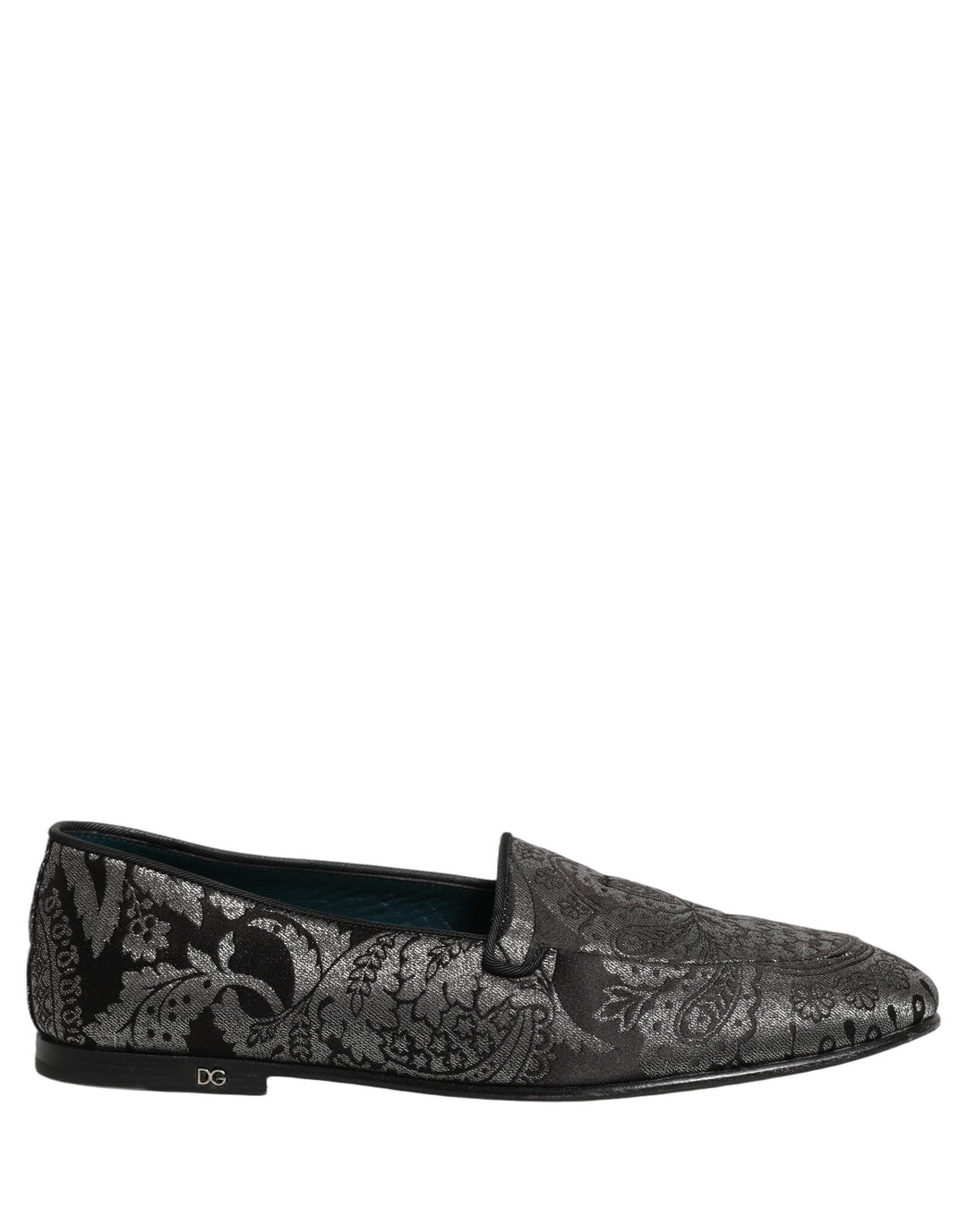 Men’s Dolce &amp; Gabbana Silver Jacquard Leather Slip on Loafers Shoes