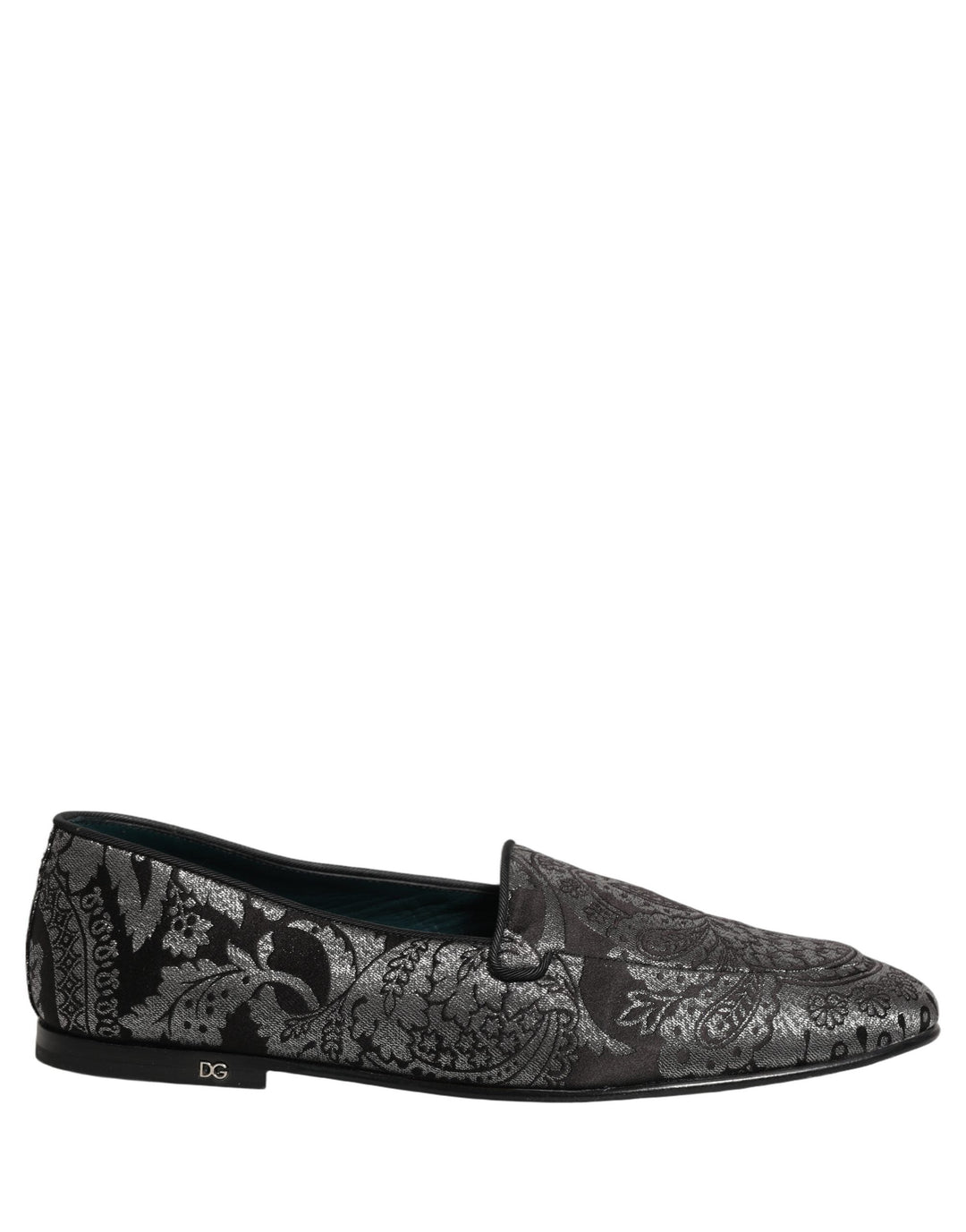Men’s Dolce &amp; Gabbana Silver Jacquard Leather Slip on Loafers Shoes