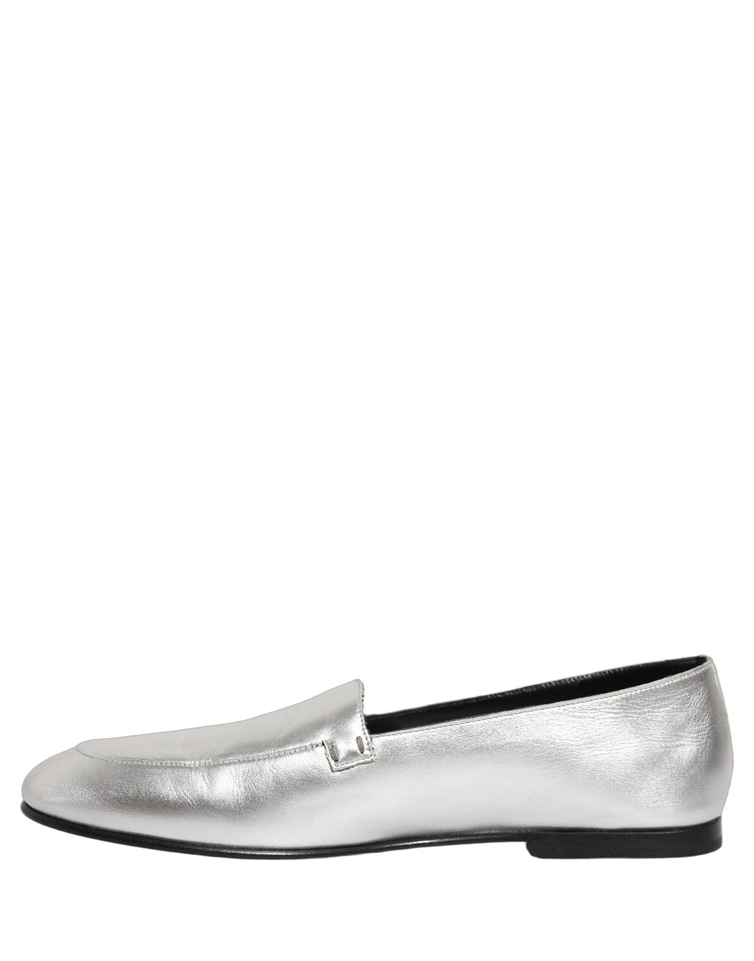 Men’s Dolce &amp; Gabbana Silver Leather Dg Logo Slip on Loafers Shoes