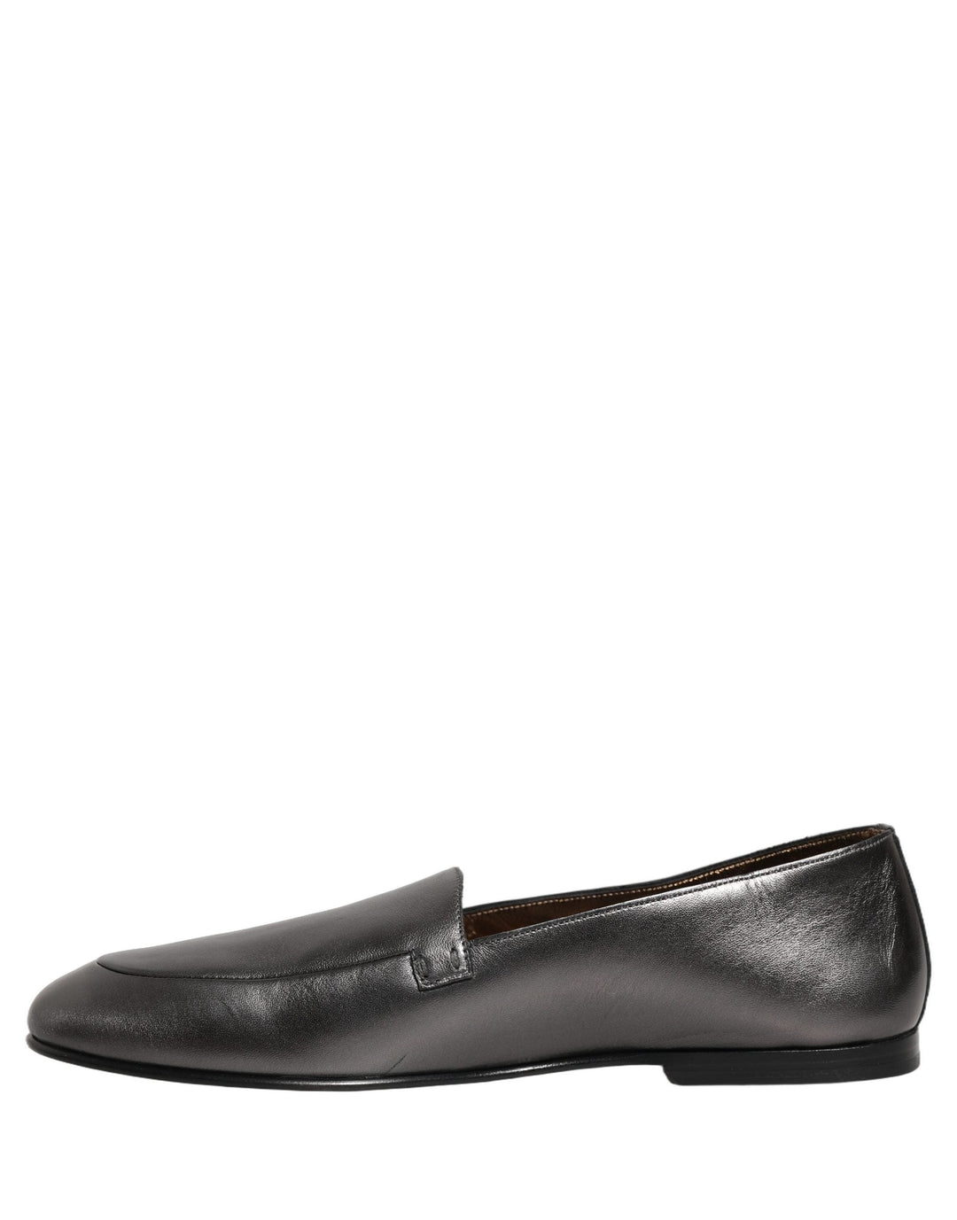 Men’s Dolce &amp; Gabbana Silver Leather Dg Logo Slip on Loafers Shoes
