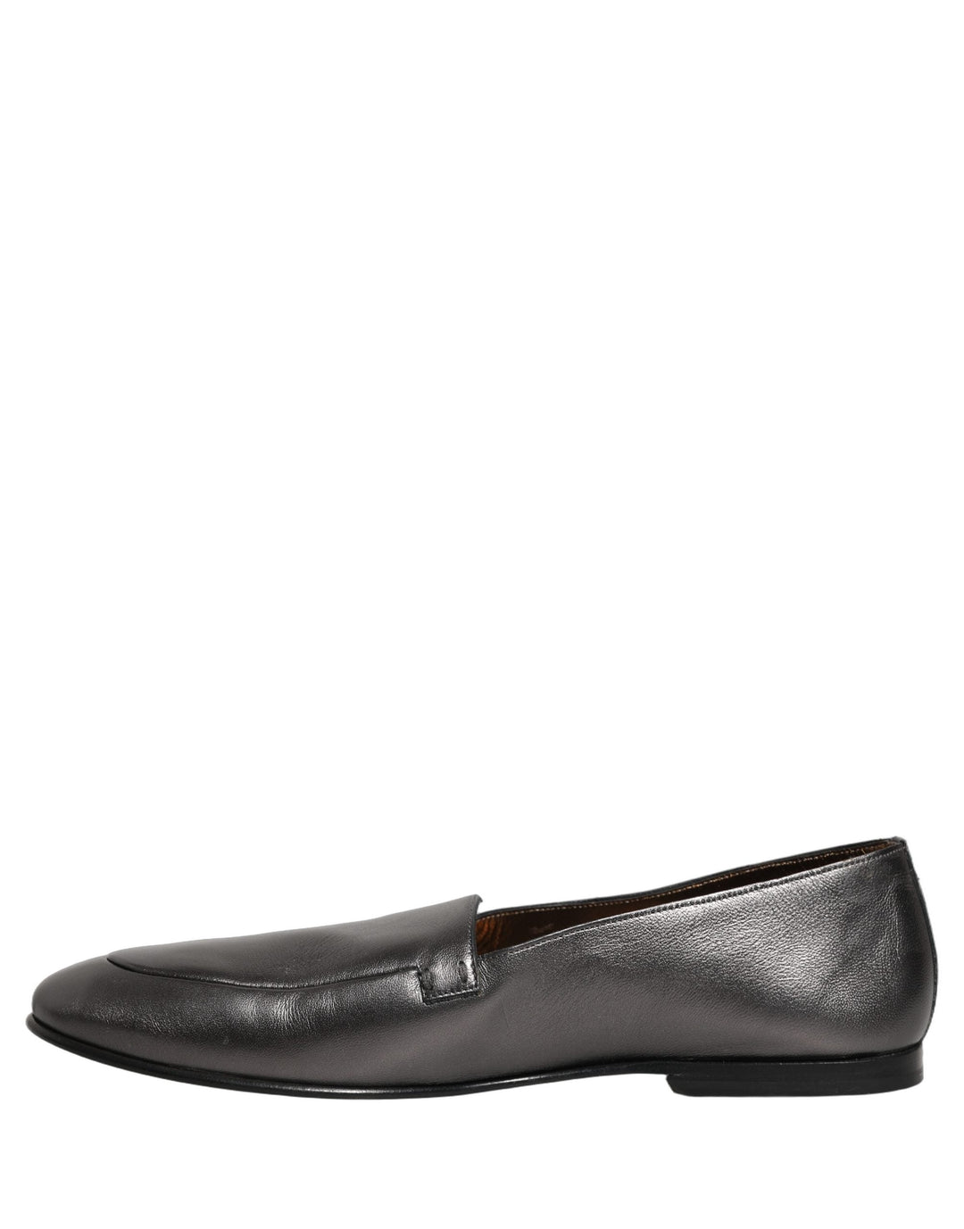 Men’s Dolce &amp; Gabbana Silver Leather Dg Logo Slip on Loafers Shoes