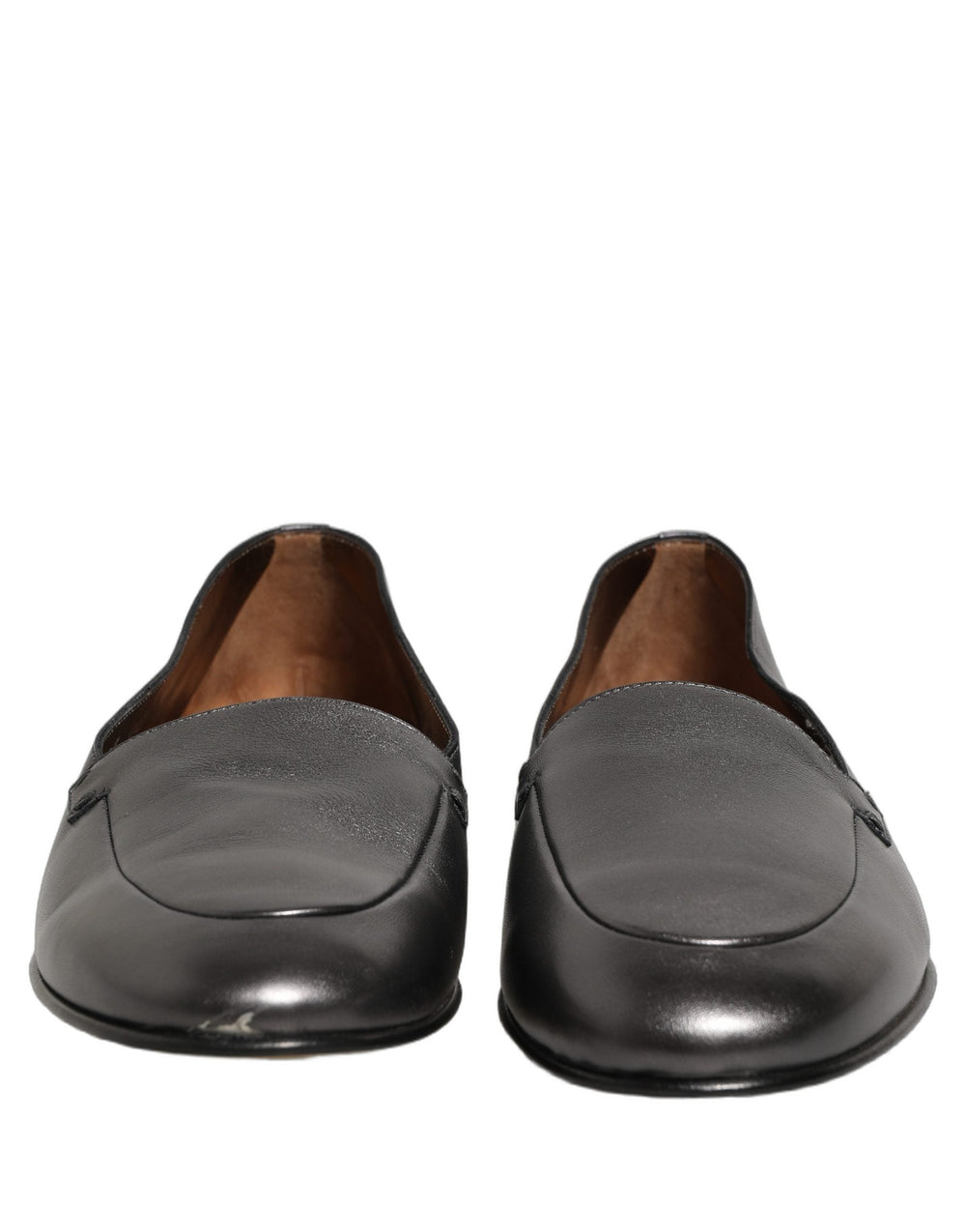 Men’s Dolce & Gabbana Silver Leather Dg Logo Slip on Loafers Shoes