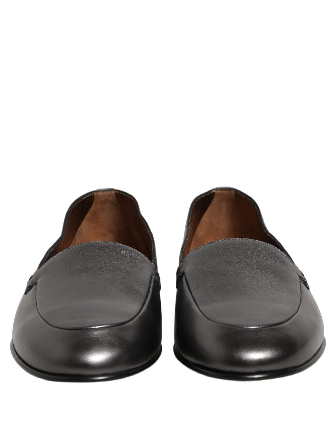 Men’s Dolce &amp; Gabbana Silver Leather Dg Logo Slip on Loafers Shoes