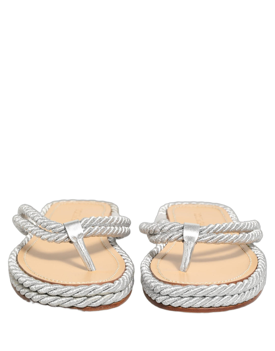 Men’s Dolce &amp; Gabbana Silver Rope Slides Sandals Flip Flops Shoes