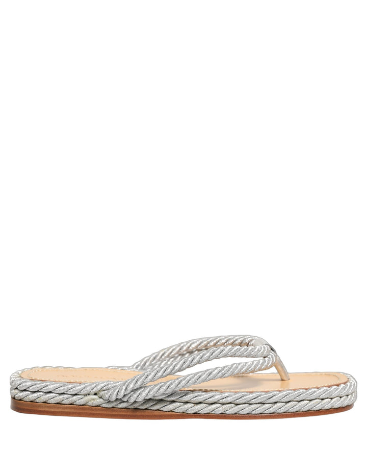 Men’s Dolce &amp; Gabbana Silver Rope Slides Sandals Flip Flops Shoes