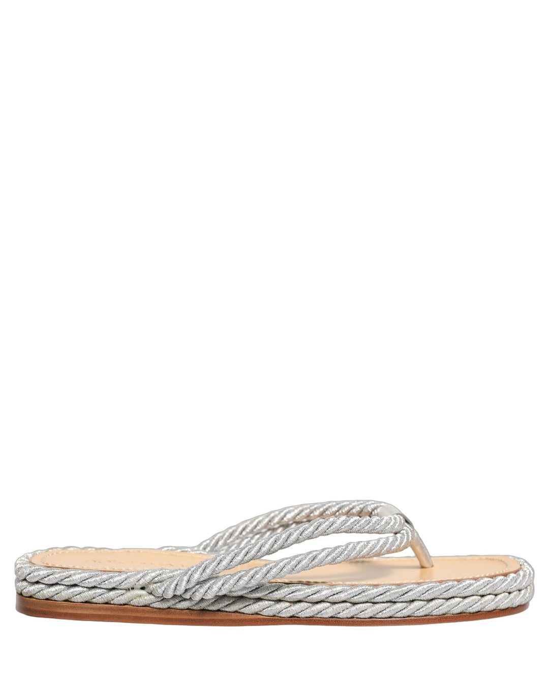 Men’s Dolce &amp; Gabbana Silver Rope Slides Sandals Flip Flops Shoes