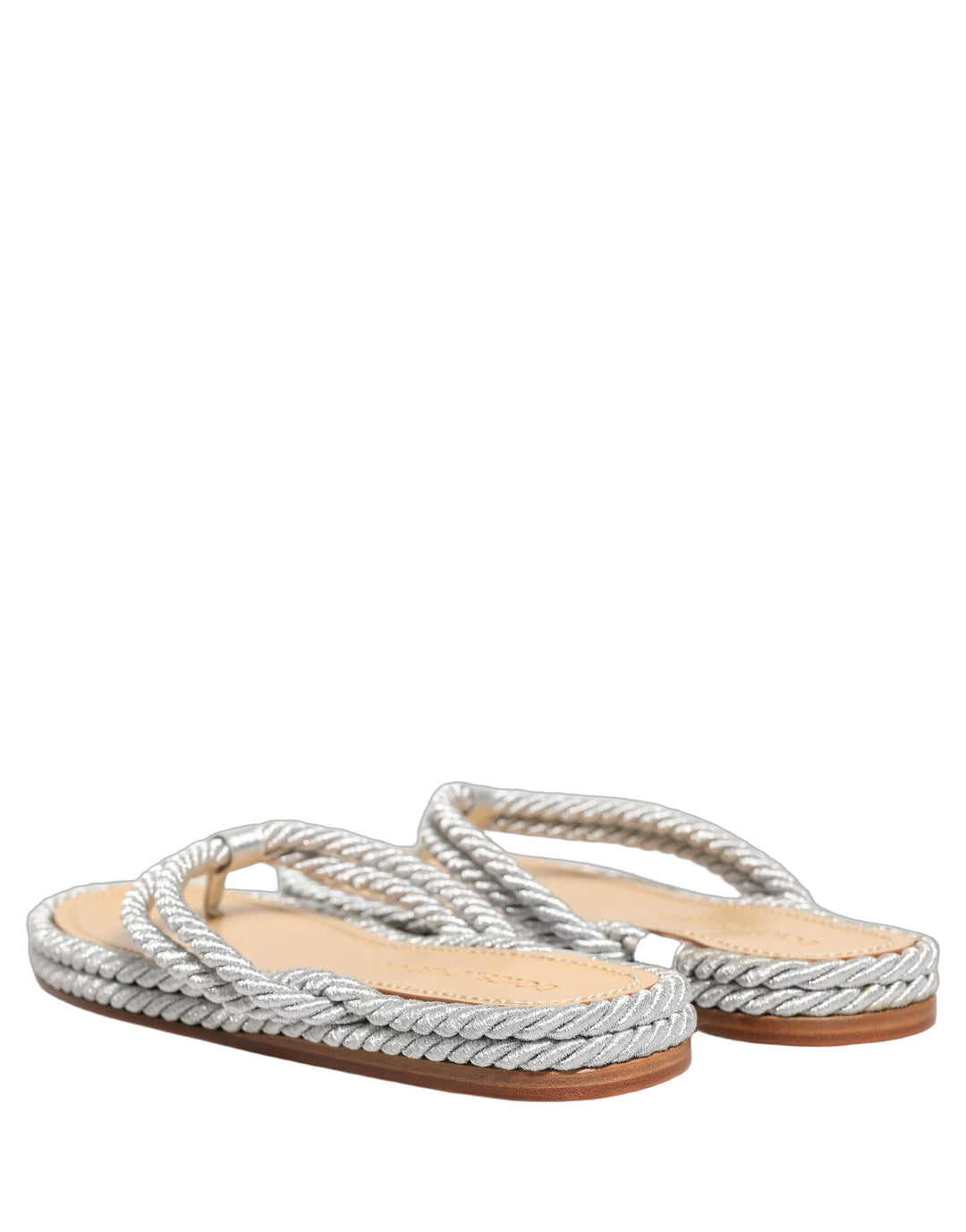 Men’s Dolce &amp; Gabbana Silver Rope Slides Sandals Flip Flops Shoes