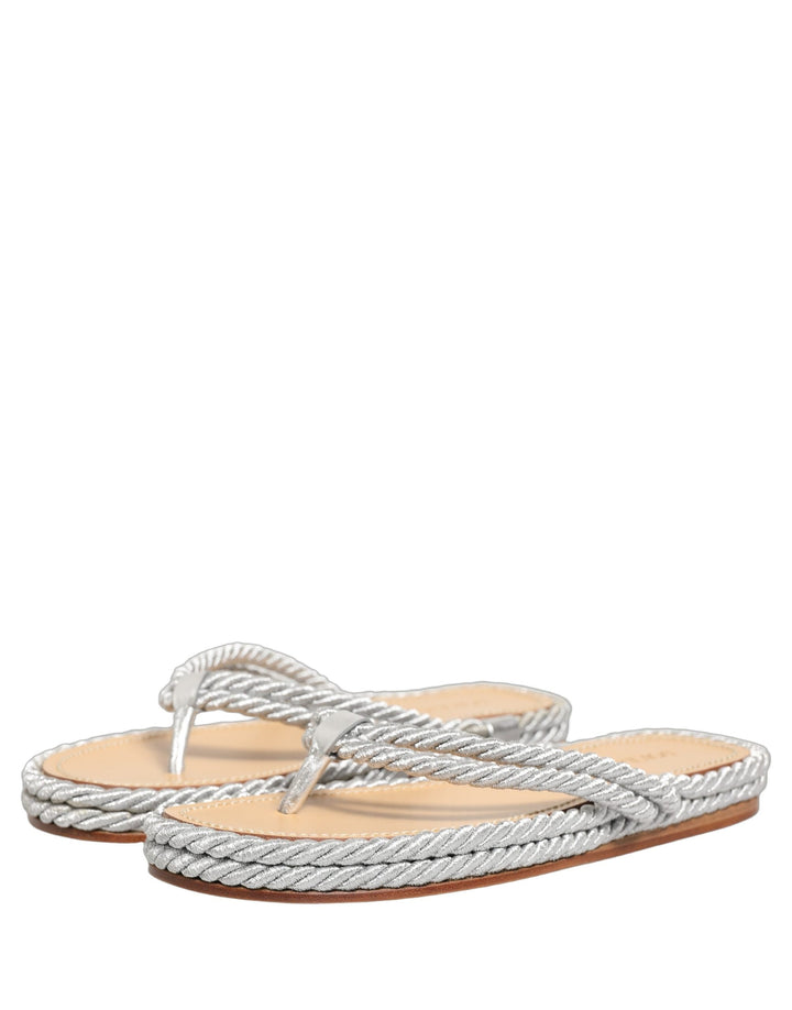 Men’s Dolce &amp; Gabbana Silver Rope Slides Sandals Flip Flops Shoes