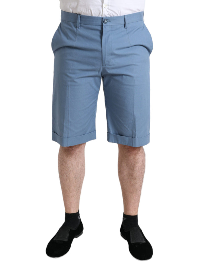 Men’s Dolce &amp; Gabbana Sky Blue Cotton Folded Hem Men Bermuda Shorts