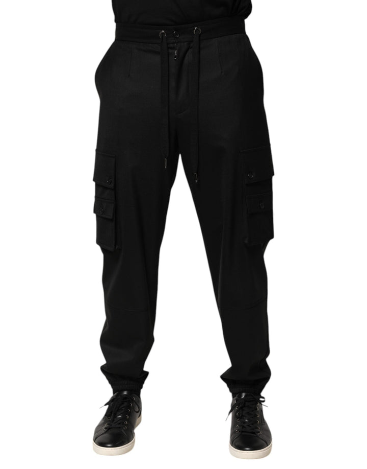 Men’s Dolce &amp; Gabbana Solid Black Cargo Jogger Men Sweatpants Pants