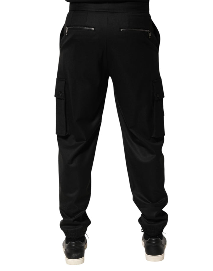 Men’s Dolce &amp; Gabbana Solid Black Cargo Jogger Men Sweatpants Pants