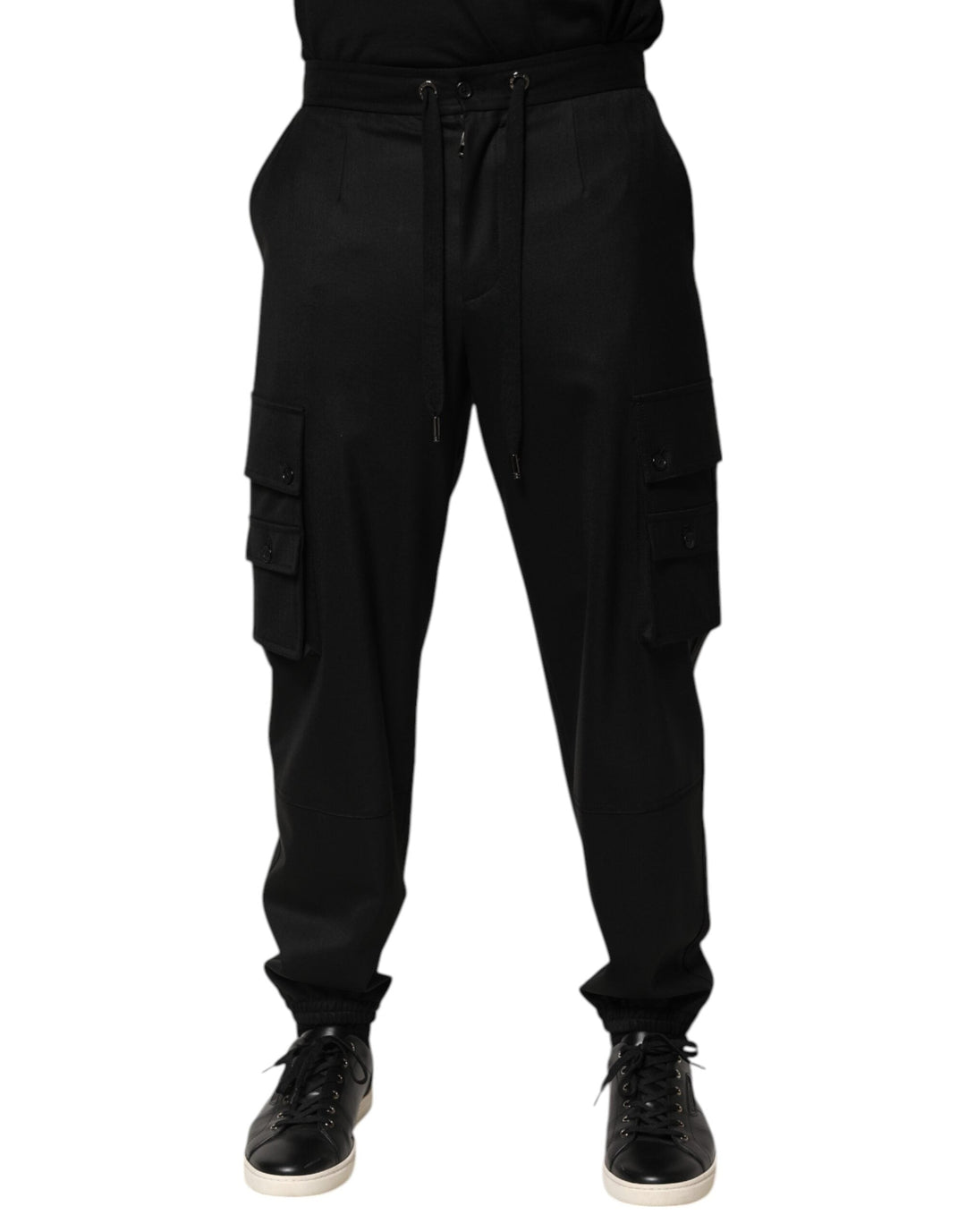 Men’s Dolce &amp; Gabbana Solid Black Cargo Jogger Men Sweatpants Pants