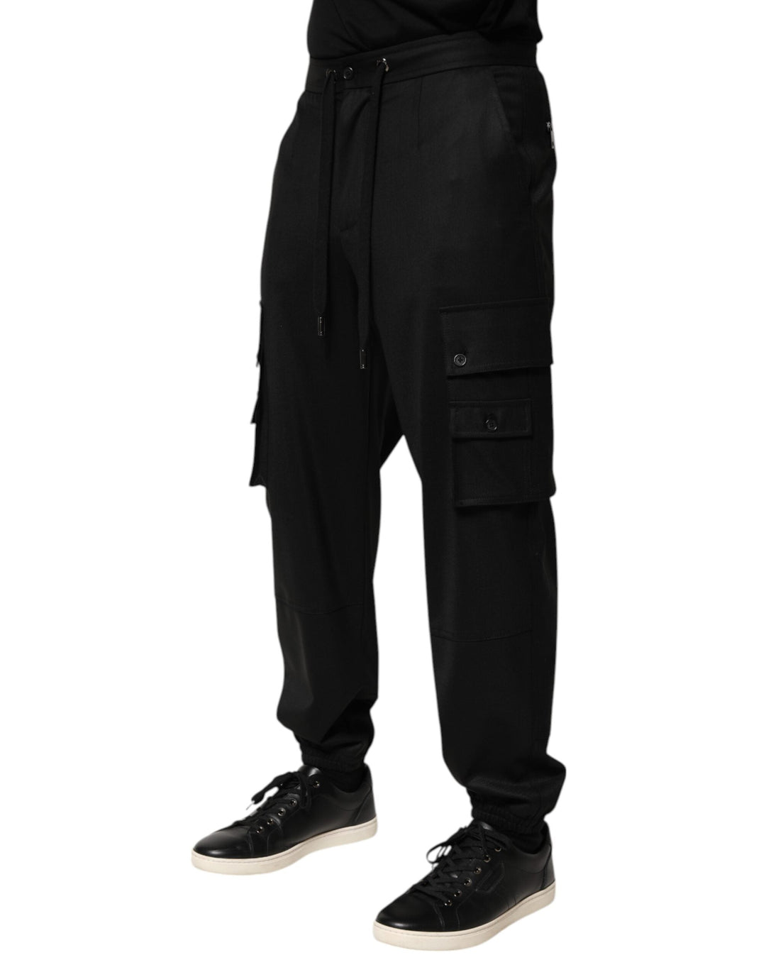 Men’s Dolce &amp; Gabbana Solid Black Cargo Jogger Men Sweatpants Pants