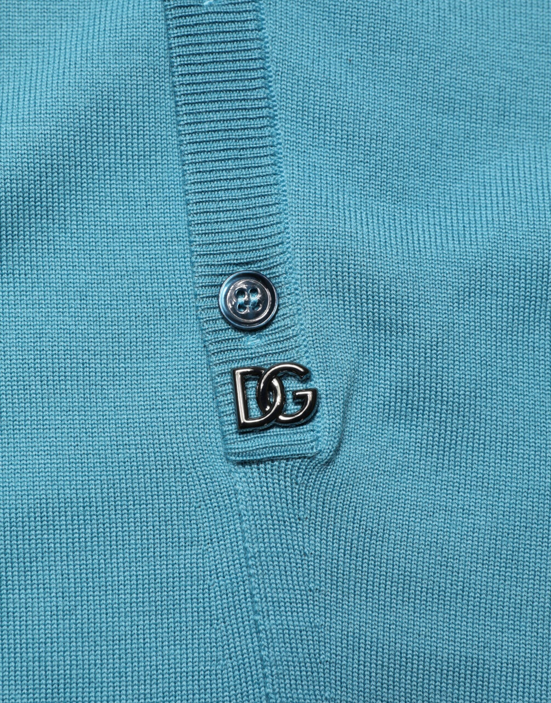 Men’s Dolce &amp; Gabbana Teal Wool Collared Polo Pullover Sweater
