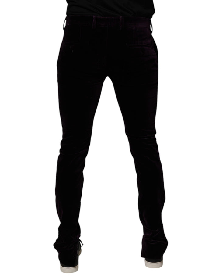 Men’s Dolce &amp; Gabbana Violet Velvet Cotton Men Dress Formal Pants