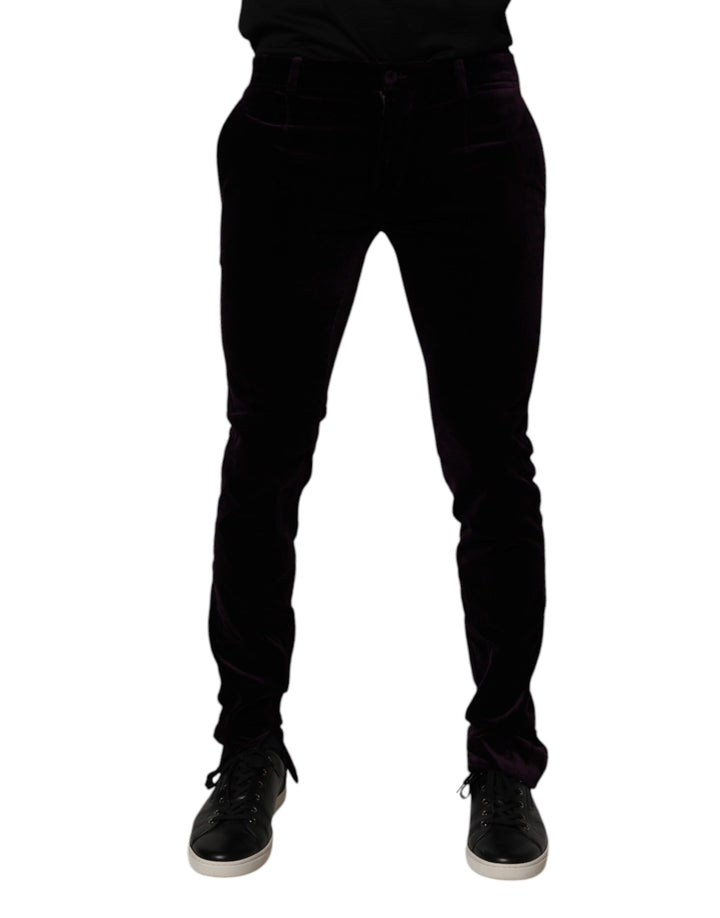 Men’s Dolce &amp; Gabbana Violet Velvet Cotton Men Dress Formal Pants