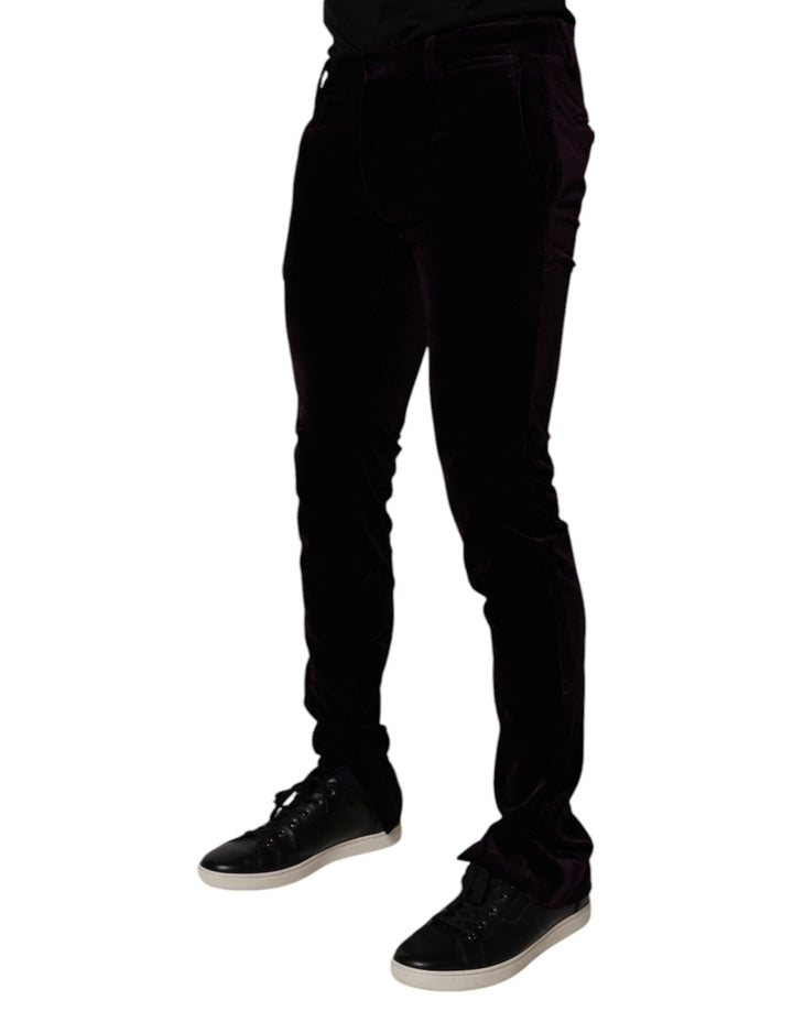 Men’s Dolce &amp; Gabbana Violet Velvet Cotton Men Dress Formal Pants