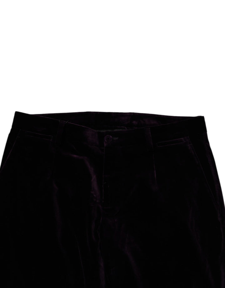 Men’s Dolce &amp; Gabbana Violet Velvet Cotton Men Dress Formal Pants