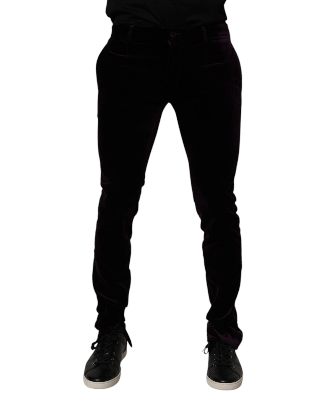 Men’s Dolce &amp; Gabbana Violet Velvet Cotton Men Dress Formal Pants