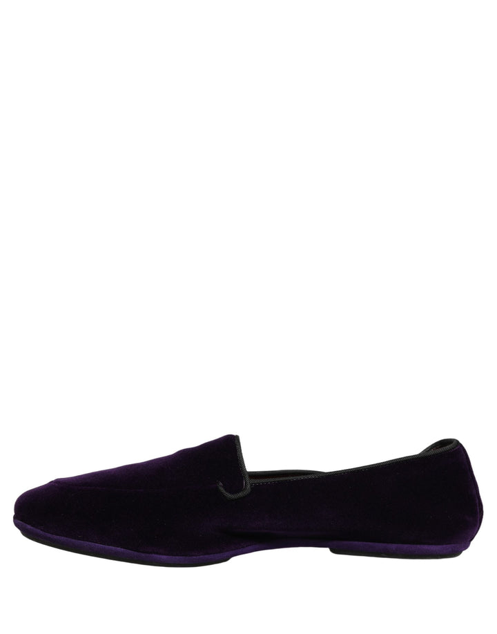 Men’s Dolce &amp; Gabbana Violet Velvet Slip on Men Flats Loafers Shoes