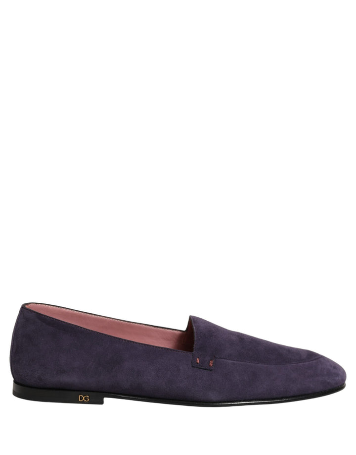 Men’s Dolce &amp; Gabbana Violet Velvet Slip on Men Flats Loafers Shoes