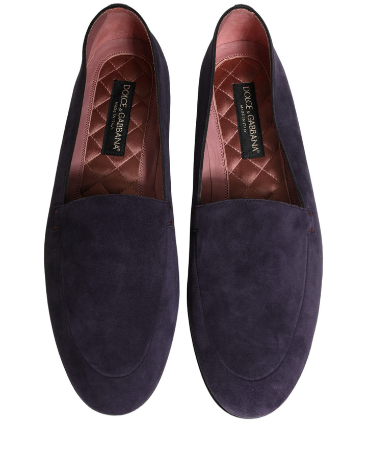 Men’s Dolce &amp; Gabbana Violet Velvet Slip on Men Flats Loafers Shoes